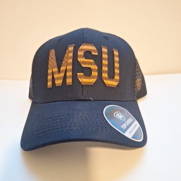 Michigan State Spartans MSU Top of the World Cannon Black Trucker Snapback Hat - Picture 1 of 8